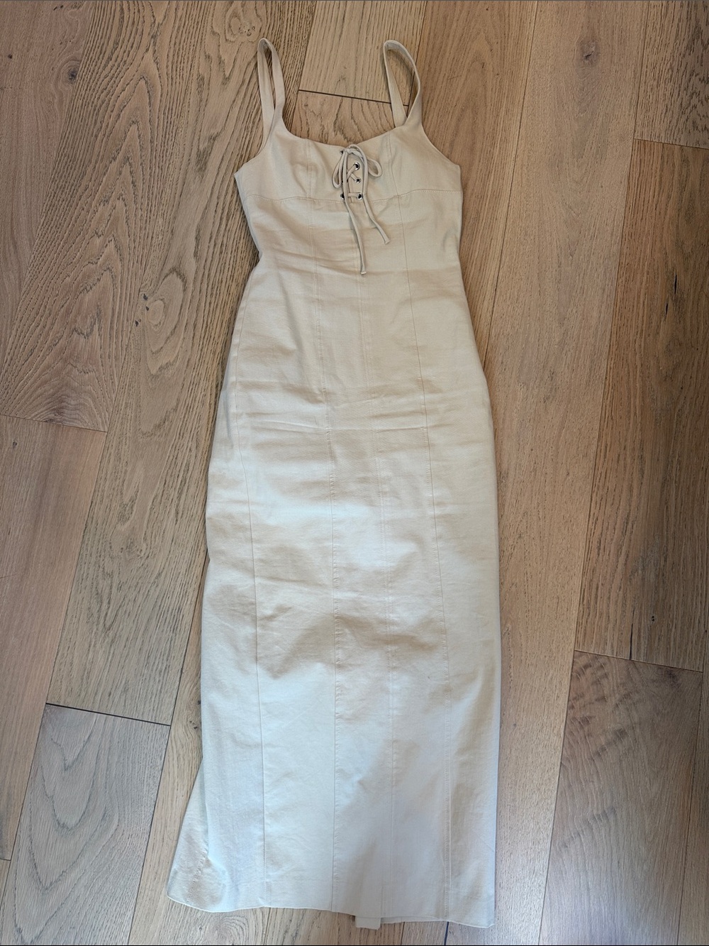 ZARA Sleeveless Lace-Up Midi Dress in Cream
